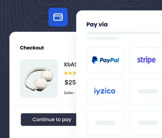 Checkout page with payment gateway options PayPal Stripe and Iyzico for online transactions
