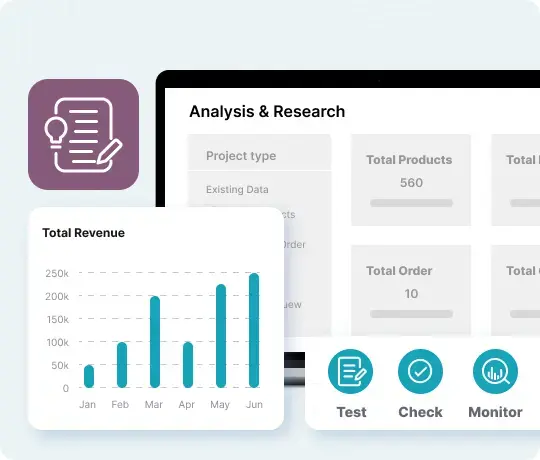 Odoo consulting analytics dashboard showing revenue growth, research insights, and performance monitoring