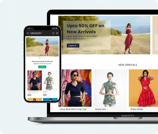 Responsive Odoo website maintenance view showing optimized storefront on desktop and mobile