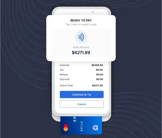 Odoo contactless payment interface showing secure card transaction processing