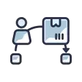 Odoo system workflow migration icon showing process and module mapping