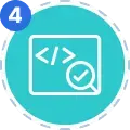 Odoo migration step 4 icon representing custom module testing and verification