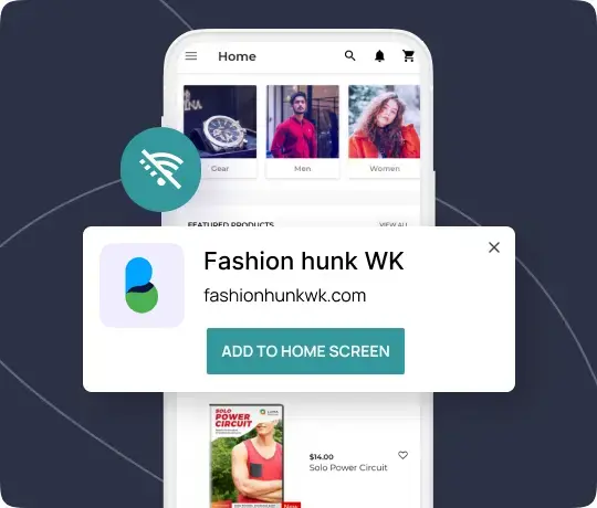 Odoo PWA add to home screen prompt for mobile app–like shopping experience