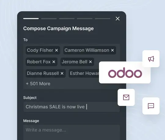 Odoo integration configuration gear icon for multi platform setup