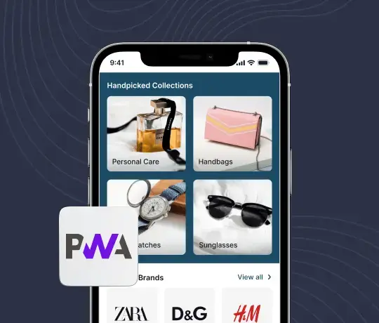 Progressive web app PWA mobile ecommerce platform with handpicked collections and brand showcases