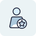 User profile icon with star rating or favorite badge