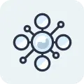 Network connection icon showing user collaboration and connectivity