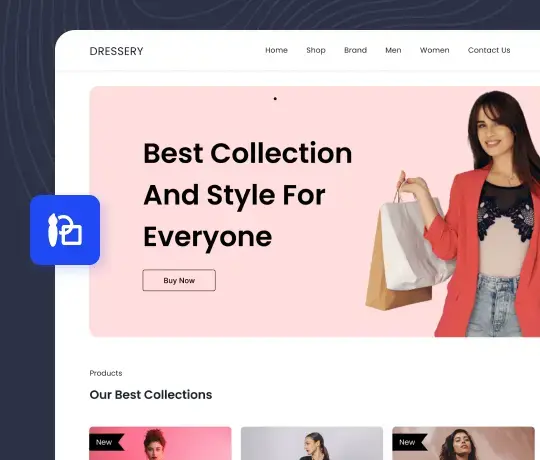 Online clothing store banner with best collection promotion