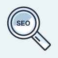 SEO optimization and search visibility enhancement icon