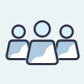Team collaboration and full stack development experts icon