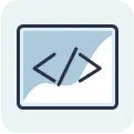 Code editor icon with HTML coding brackets symbol