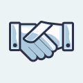 Secure business partnership and vendor agreement icon