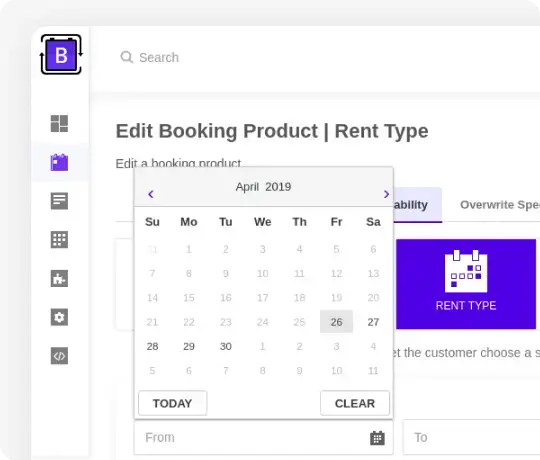 Shopify booking product management dashboard interface