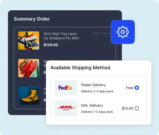 Shopify available shipping methods with FedEx and DHL options