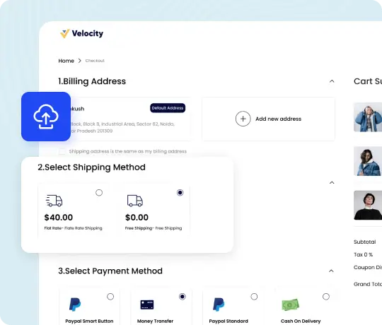 Shopify checkout page with shipping method configuration