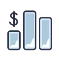 Business growth and revenue increase analytics icon
