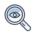 Magnifying glass with eye icon representing search visibility and SEO monitoring