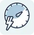 Speedometer with lightning bolt icon for fast performance and optimization
