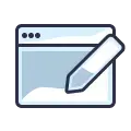 Browser window with pencil icon for content editing and customization features
