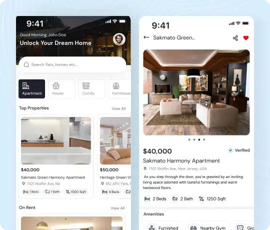 Laravel real estate mobile app with property listings and pricing