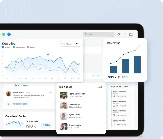 Laravel CRM sales team performance and revenue analytics dashboard