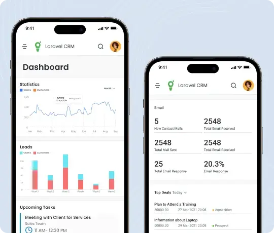Laravel CRM mobile app for lead tracking and email analytics