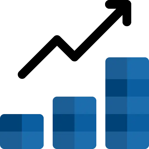 Revenue growth bar chart icon representing financial forecasting and profitability analysis