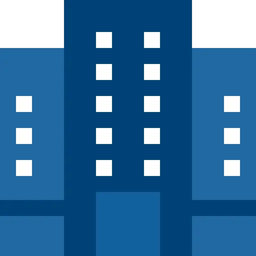 Corporate office building and company structure icon