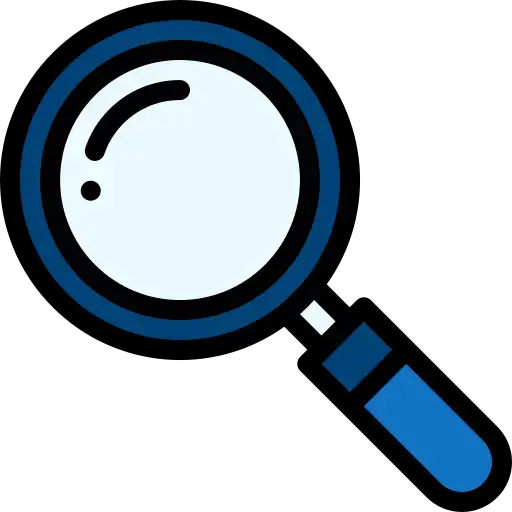 Magnifying glass search and analysis icon