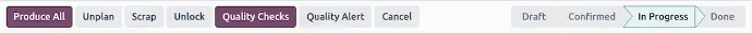 Odoo quality check workflow status from draft to completion