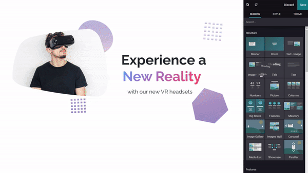 Custom website section design using Odoo visual blocks