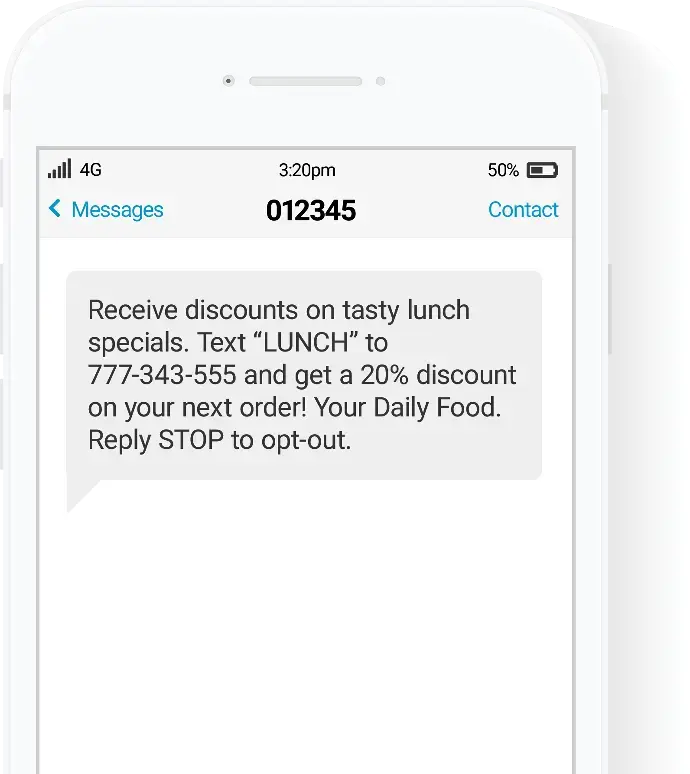 Odoo SMS marketing promotional message displayed on mobile phone interface