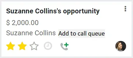 Odoo CRM opportunity view showing VoIP call queue integration