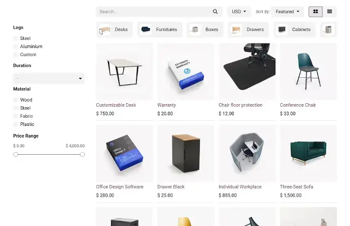 Odoo Products on eCommerce