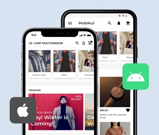 WooCommerce mobile app interface for iOS and Android integration